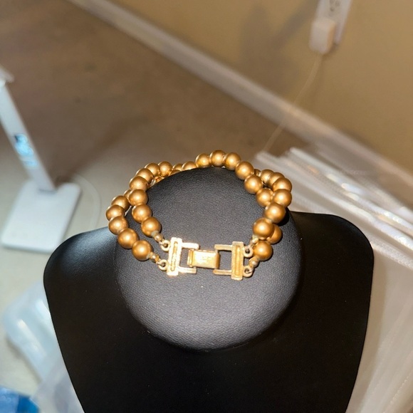 Golden Pearl double strand Bracelet with gold clasp - Picture 7 of 7